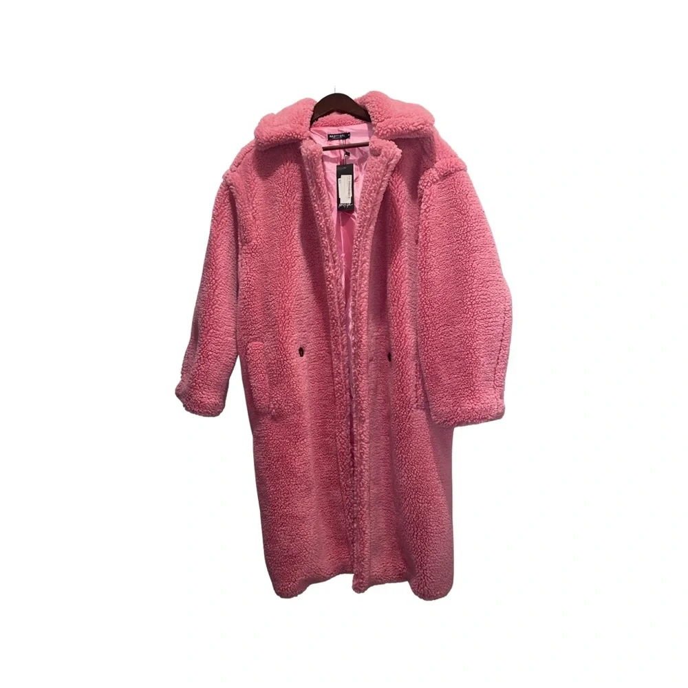 Nasty Gal Oversized Pink Teddy - Picture 1 of 10